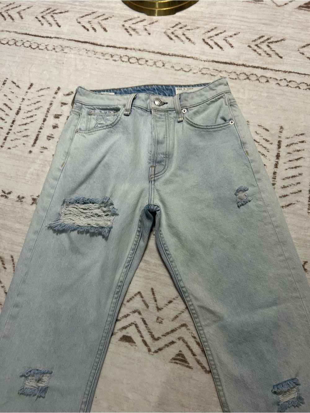 rag & bone Maya High Rise Slim Jeans 26 Light Wash Distressed Straight - Picture 3 of 12